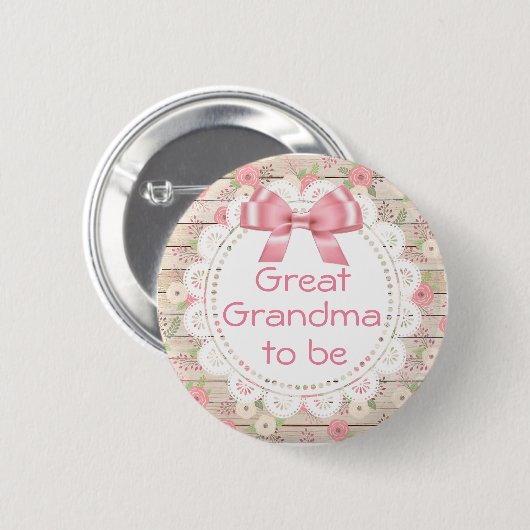 Oma wordt Pink Bow Baby shower Button (Voorkant /achterkant)