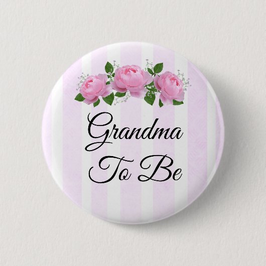 Oma wordt Pink Roses Baby shower Button (Voorkant)