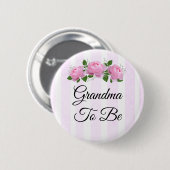 Oma wordt Pink Roses Baby shower Button (Voorkant /achterkant)