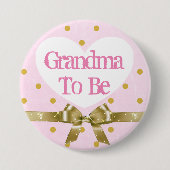 Oma wordt roze en gouden Baby showers Button (Voorkant)