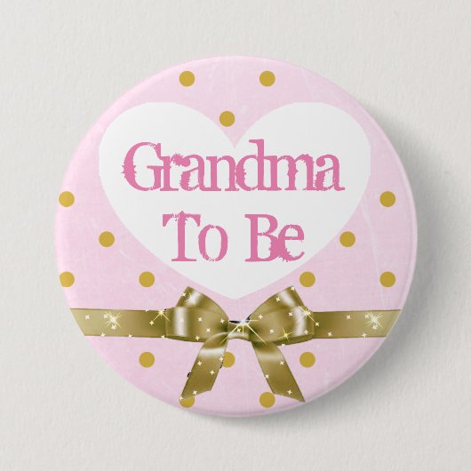 Oma wordt roze en gouden Baby showers Button (Voorkant)