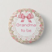 Oma wordt Tan en Pink Bow Baby shower Button (Voorkant)
