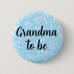 Oma wordt wit Hearts blauw Baby shower Ronde Button 5,7 Cm