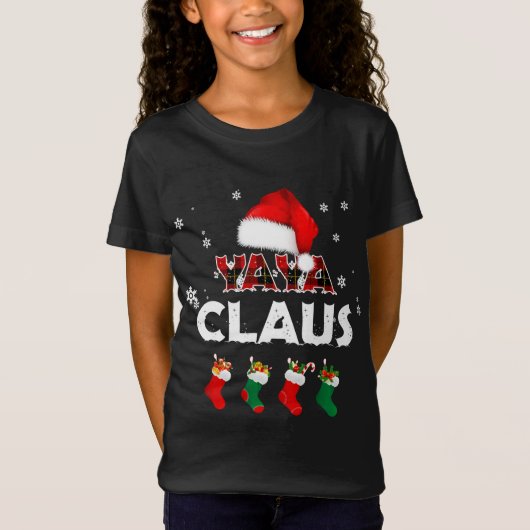 Oma Yaya Claus Santa Hoed Grappige Kerstmis Pajam T-shirt (Voorkant)