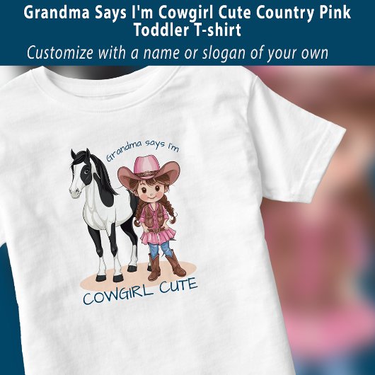 Oma zegt dat ik cowgirl schattig landelijk roze be kinder shirts