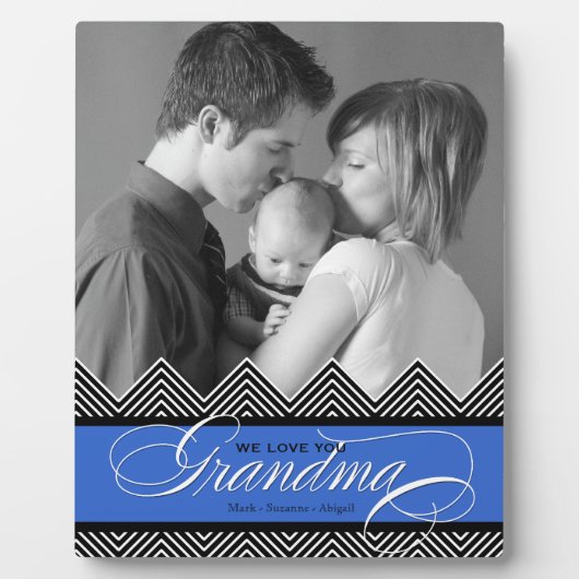 Oma Zig Zag Chevron Moderne Gepersonaliseerde Foto Fotoplaat (Voorkant)