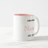 Oma Zwangerschap Aankondiging Mok! Tweekleurige Koffiemok (Voorkant rechts)