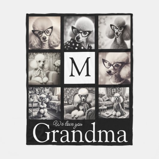 Oma Zwart en Wit 8 Foto Collage Fleece Deken (Voorkant)