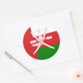 Omaanse Vlag & Nationaal Embleem, Vlag van Oman Ronde Sticker (Envelop)