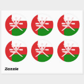 Omaanse Vlag & Nationaal Embleem, Vlag van Oman Ronde Sticker (Vel)