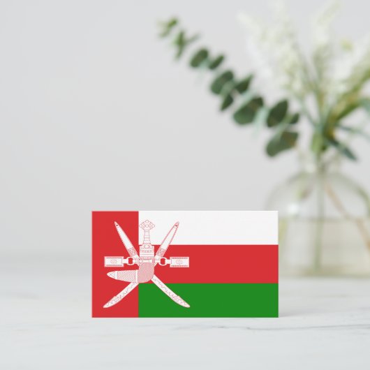 Omaanse Vlag & Nationaal Embleem, Vlag van Oman Visitekaartje (Staand voorkant)