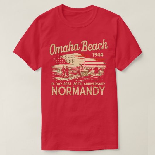 Omaha Beach 1944 DDay 2024 80e Jubileum Norman T-shirt (Design voorkant)