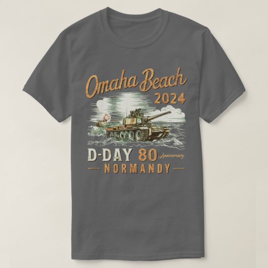 Omaha Beach 1944 DDay 2024 80e Jubileum Norman T-shirt (Design voorkant)