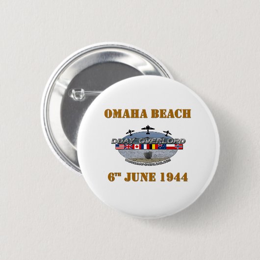 Omaha Beach 6th June 1944 Ronde Button 5,7 Cm (Voorkant /achterkant)