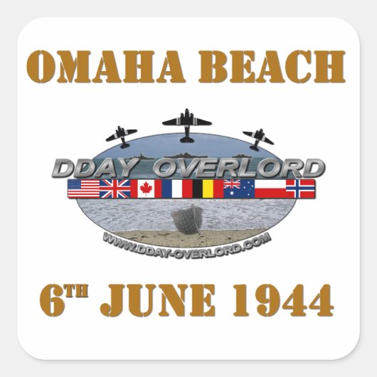 Omaha Beach 6th June 1944 Vierkante Sticker (Voorkant)