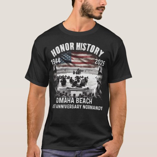 Omaha Beach D-Day 81 ST Jubileum 1944 T-shirt (Voorkant)
