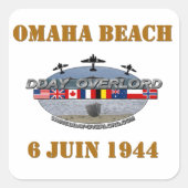 Omaha Beach Vierkante Sticker (Voorkant)