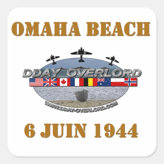 Omaha Beach Vierkante Sticker (Voorkant)