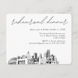 Omaha bruiloft elegante repetitie diner informatiekaartje