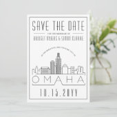 Omaha bruiloft | Gestileerde skyline De datum opsl Kaart (Staand voorkant)