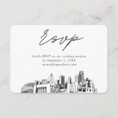 Omaha Bruiloft Minimalistische Schets RSVP Informatiekaartje (Voorkant)