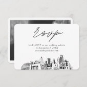 Omaha Bruiloft Minimalistische Schets RSVP Informatiekaartje (Voorkant / Achterkant)
