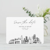 Omaha Bruiloft Modern Save the Date Kaart (Staand voorkant)