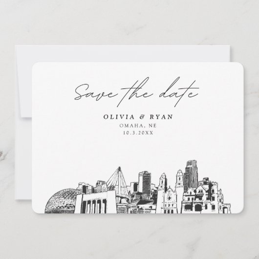 Omaha Bruiloft Modern Save the Date Kaart (Voorkant)