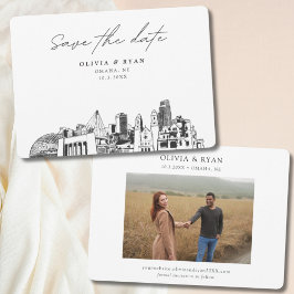 Omaha Bruiloft Modern Save the Date Kaart