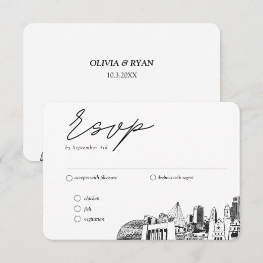 Omaha Bruiloft Traditionele RSVP Maaltijden Opties Informatiekaartje (Voorkant / Achterkant)