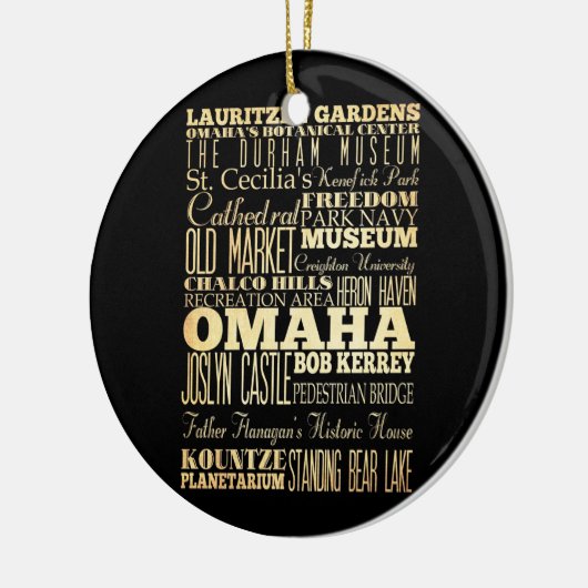 Omaha City of Nebraska State Typography Art Keramisch Ornament (Links)