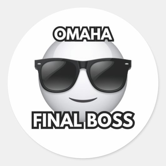 Omaha Eindbaas Cool Emoji Sticker (Voorkant)