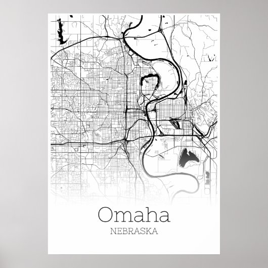 Omaha Map - Nebraska - City Map Poster (Voorkant)