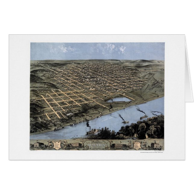 Omaha, NE Panoramic Map - 1868 (Voorkant Horizontaal)