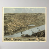 Omaha Nebraska 1868 Antiek Panoramische Kaart Poster (Voorkant)