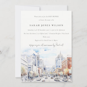 Omaha Nebraska Aquarel Landschap Baby Shower Kaart