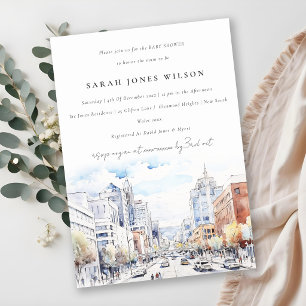 Omaha Nebraska Aquarel Landschap Baby Shower Kaart