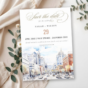 Omaha Nebraska Aquarel Landschap Bruiloft Save The Date