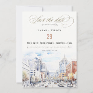 Omaha Nebraska Aquarel Landschap Bruiloft Save The Date