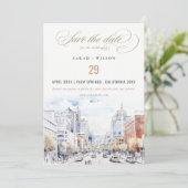 Omaha Nebraska Aquarel Landschap Bruiloft Save The Date (Staand voorkant)