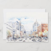 Omaha Nebraska Aquarel Landschap Oefen Dinner Kaart (Achterkant)