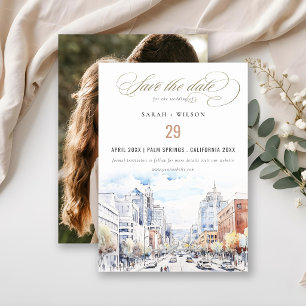 Omaha Nebraska Aquarel Landschap Trouwfoto Save The Date