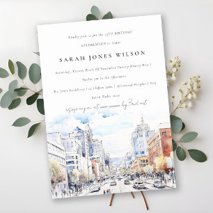 Omaha Nebraska Aquarel Landschap Verjaardag Kaart