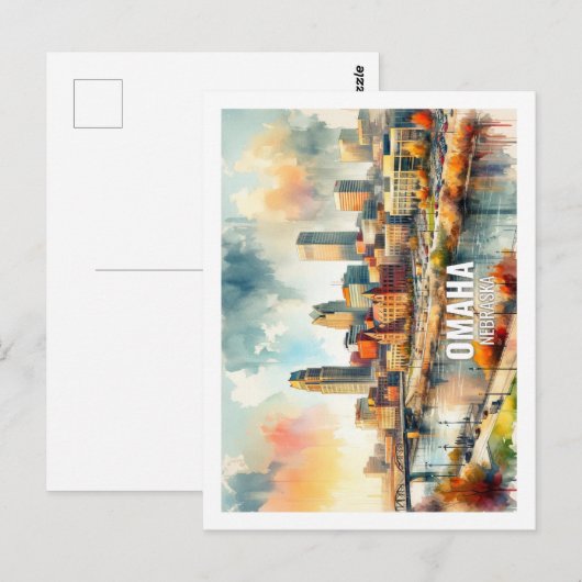 Omaha Nebraska Beroemde Reisplekken waterverf Briefkaart (Voorkant / Achterkant)