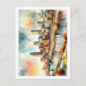 Omaha Nebraska Beroemde Reisplekken waterverf Briefkaart (Voorkant)