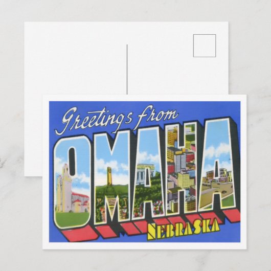 Omaha, Nebraska Big Letters Briefkaart (Voorkant / Achterkant)