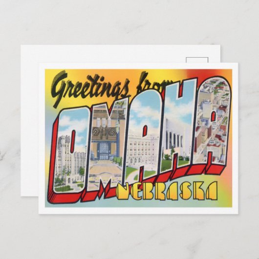 Omaha, Nebraska Big Letters Briefkaart (Voorkant / Achterkant)