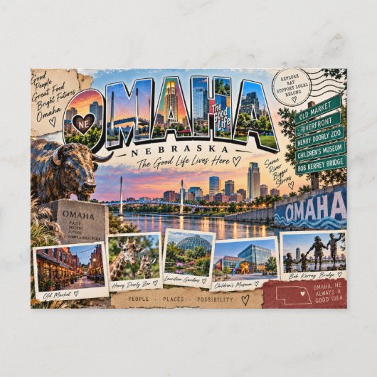 Omaha Nebraska Briefkaart (Voorkant)
