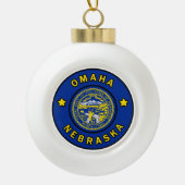 Omaha Nebraska Keramische Bal Ornament (Voorkant)