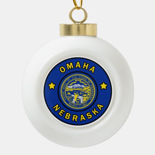 Omaha Nebraska Keramische Bal Ornament (Voorkant)